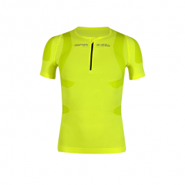 SPRING Revolution Maglia Tecnica Zip con Tasche Giallo Fluo